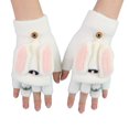 thumbnail image 1 of EASTIN 1 Pair Gloves Cartoon Rabbit Decor Knitted Soft Finger Hat Cover Touch Screen Color Matching Thickened Cold-proof Knitted Anti-slip Cycling Mittens, 1 of 10