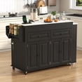 thumbnail image 6 of ANPOO Large Kitchen Island with Extendable Dining Table and Power Outlet, Rolling Kitchen Island Cart on Wheels with 2 Storage Cabinets & 2 Drawers & 3 Spice Racks, Island Table for Kitchen, 6 of 9