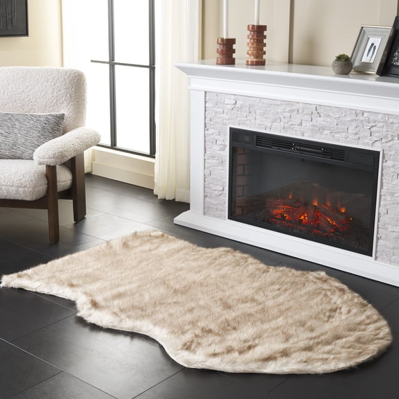 Safavieh Faux Sheep Skin Clyde Solid Area Rug, Beige/Brown, 3' x 5'