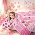 thumbnail image 4 of meiyoeat Pink Western Cowgirl 7-Piece Twin Bedding,Cow Print Patchwork Plaid Bedding Comforter Set,Pink Reversible, 4 of 7