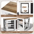 thumbnail image 3 of Ktaxon Farmhouse TV Stand with 18in Fireplace, Modern Entertainment Center TV Stand Display Table for 55/60/65" TVs with Open Storage, Off White, 3 of 6