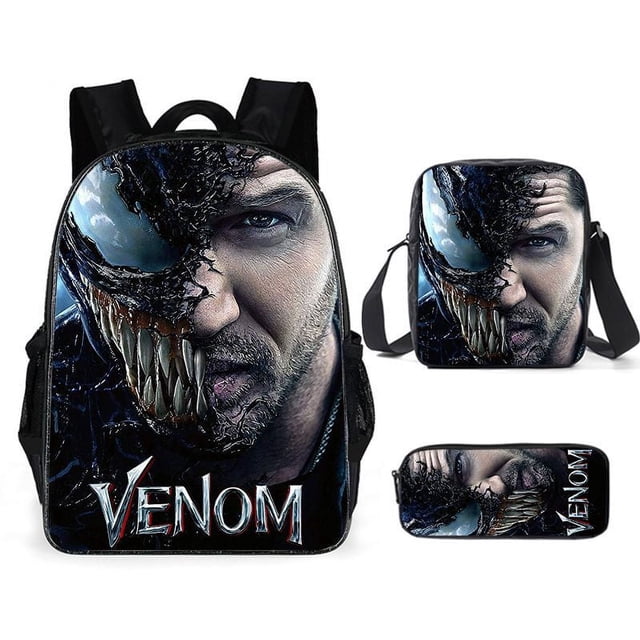 3 Piece Venom Fashion Backpack Suit, Boy Backpack With Lunch Box, Pencil Case, School Bag, Backpack, Travel-HAPDEN