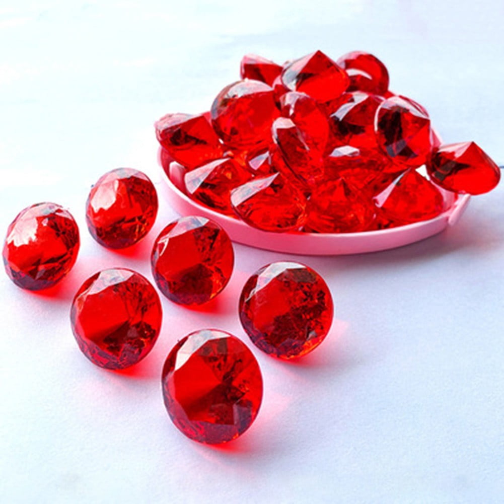 Faux Diamants Acrylique Multicolore, Environ 285 pièces 20 mm Diamant Acrylique Trésor de Pirate, Gemmes Coulorées en Cristal pour Décoration Table, Remplissage du Vase, Chasse au trésor Pirate