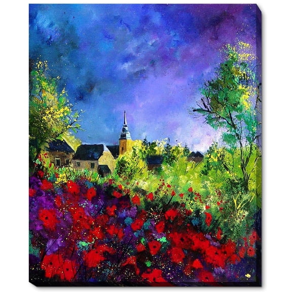 La Pastiche Pol Ledent 'Poppies in Villers' Framed Fine Art Print on Canvas