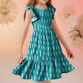 thumbnail image 6 of Avrntaa Girls Short Sleeve Dress with Ruffles Crew Neck A-Line Swing Casual Summer Midi Dress 5-14 Years, 6 of 8