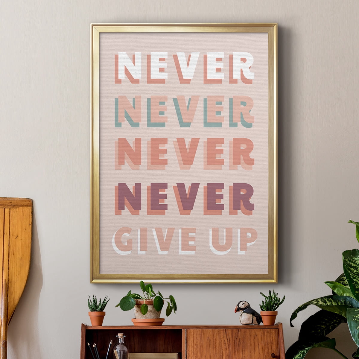 Never Give Up Premium Framed Print - Ready to Hang