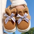 thumbnail image 4 of Weloille Suede Cotton Slippers Winter Home Rabbit Bow Cute Thick Bottom Indoor Floor Non-slip Cotton Shoes Padded Thickened Warm Cotton Slippers, 4 of 7