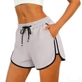 thumbnail image 6 of Kojanyu Women's Athletic Running Shorts with Pockets Elastic Waist Drawstring Workout Gym Yoga Lounge Shorts Quick Dry Nylon Spandex Blend Summer Casual Shorts, 6 of 7