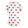 thumbnail image 4 of Dwralegc Printed Scrub Tops Women Working Lightweight Shirts with 2 Pockets Short Sleeve Heart Pattern V Neck Nurse Uniform Stretch White M, 4 of 5