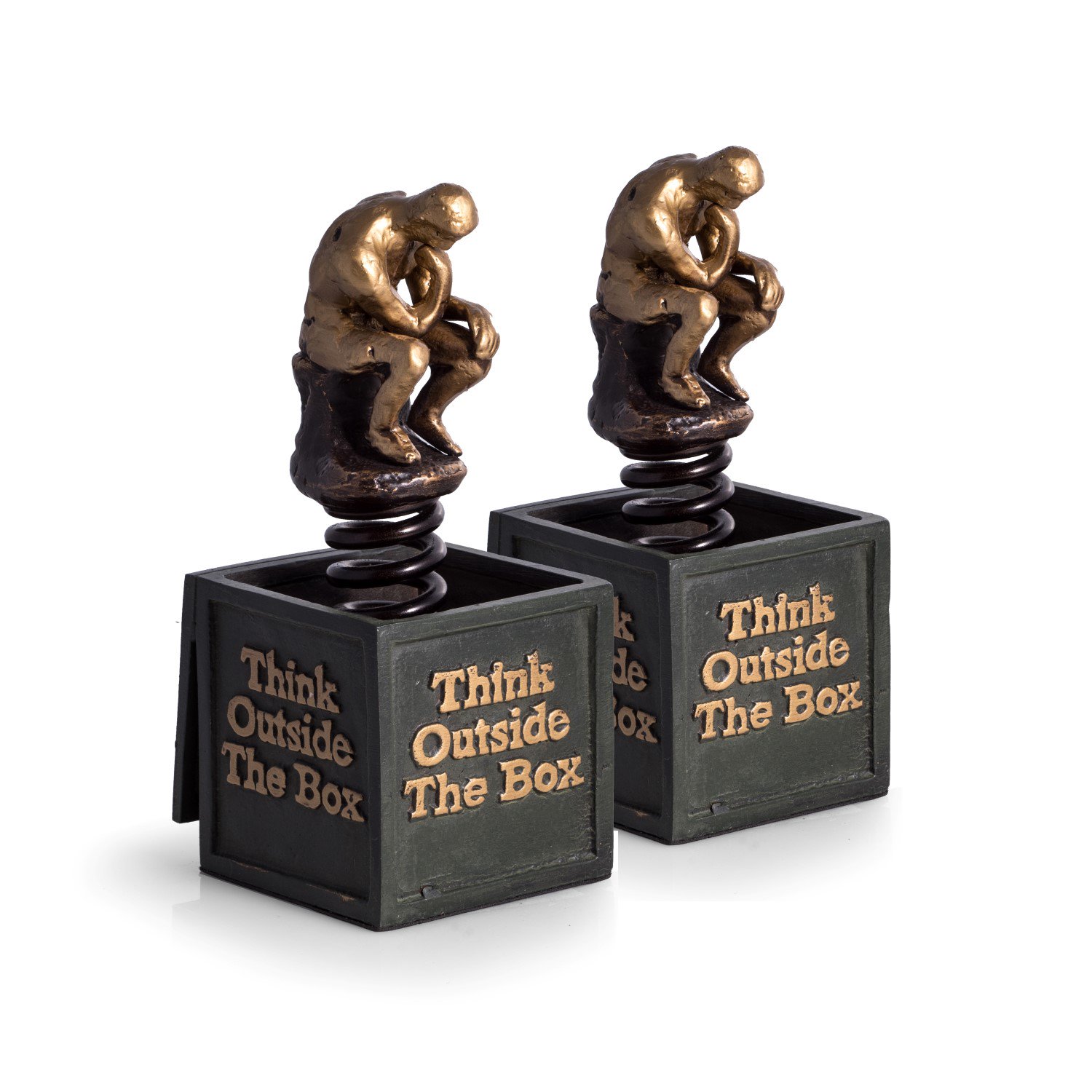 Bronze Finished Think Outside The Box Thinker Bookends Walmart Com Walmart Com