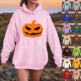 thumbnail image 2 of Towmus Women Cute Pattern Hoodie Girl Halloween Pumpkin Face Personalized Cartoon Sweatshirt Long Sleeve Harajuku Streetwear, 2 of 6