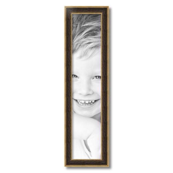 ArtToFrames 6x28" Black Panel With Gold Lip Picture Frame, Multi Wood Poster Frame, with Regular Acrylic and 2 (FBPL-5092)