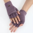 thumbnail image 4 of Guantes de invierno para mujer, 2 guantes convertibles de punto cálidos sin dedos para regalos de mujer con gorro de cubierta de manoplas, 4 of 5