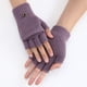thumbnail image 4 of Guantes de invierno para mujer, 2 guantes convertibles de punto cálidos sin dedos para regalos de mujer con gorro de cubierta de manoplas, 4 of 5