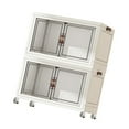 thumbnail image 2 of Abbracc Foldable Storage Cabinet Fashion Portable for Farmhouse Drawing Room Kitchen White 2 Layers 75 cm, 2 of 9