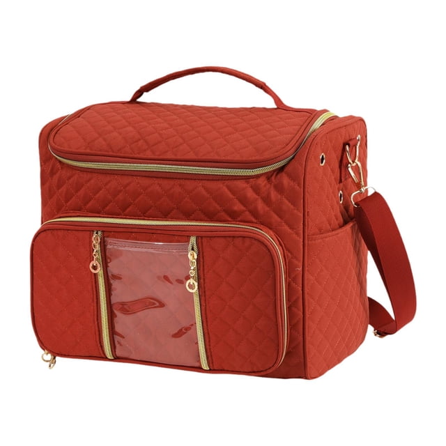 HILABEE Sac de Rangement pour Fil Ménager Sac de Rangement Portable Organisateur de Fil Rouge Foncé