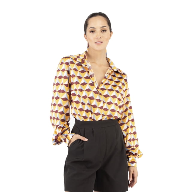 Blusa camisera retro AMAD Casual para mujer Talla L