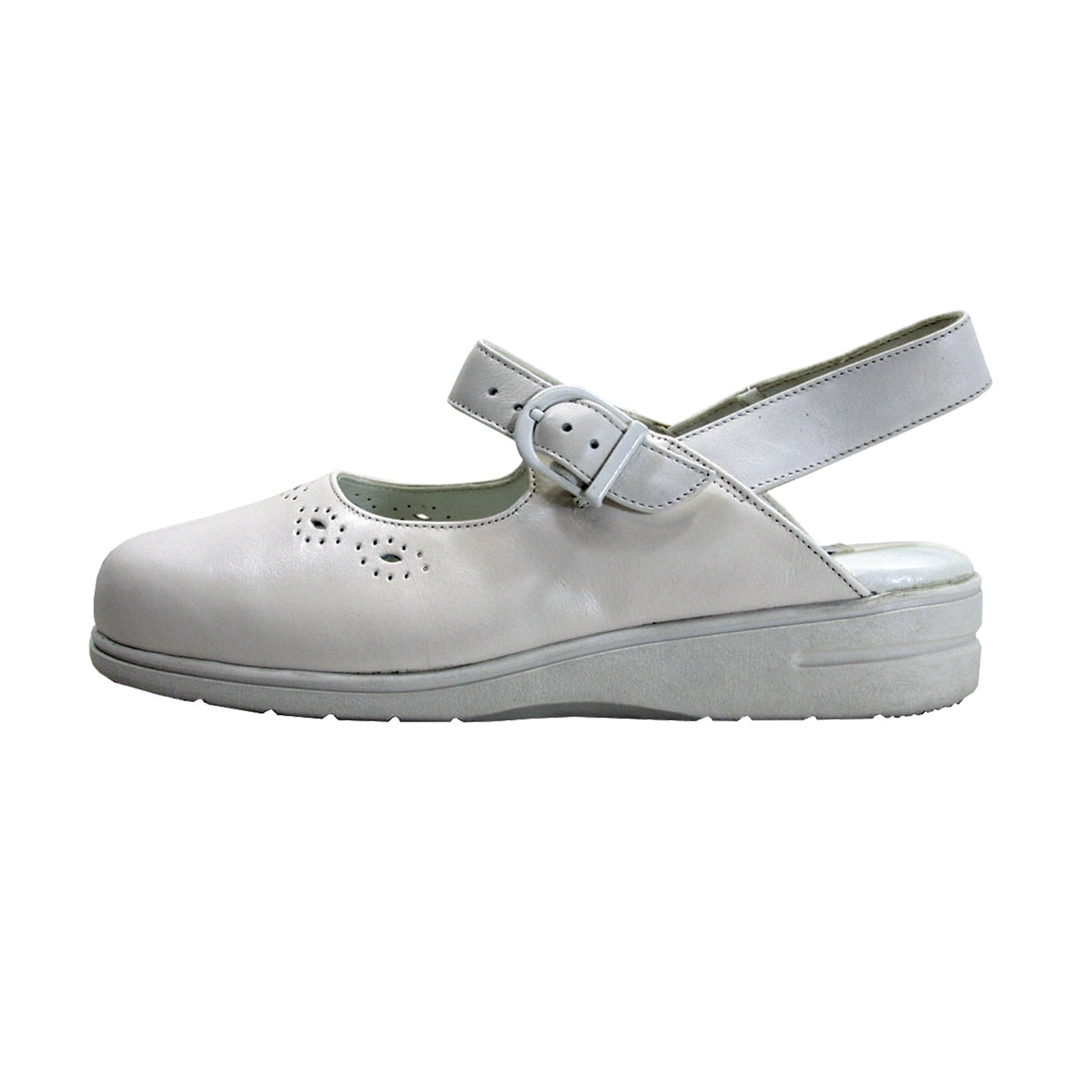 24 HOUR COMFORT Bridie Women's Wide Width Slingback Leather Clogs WHITE 5