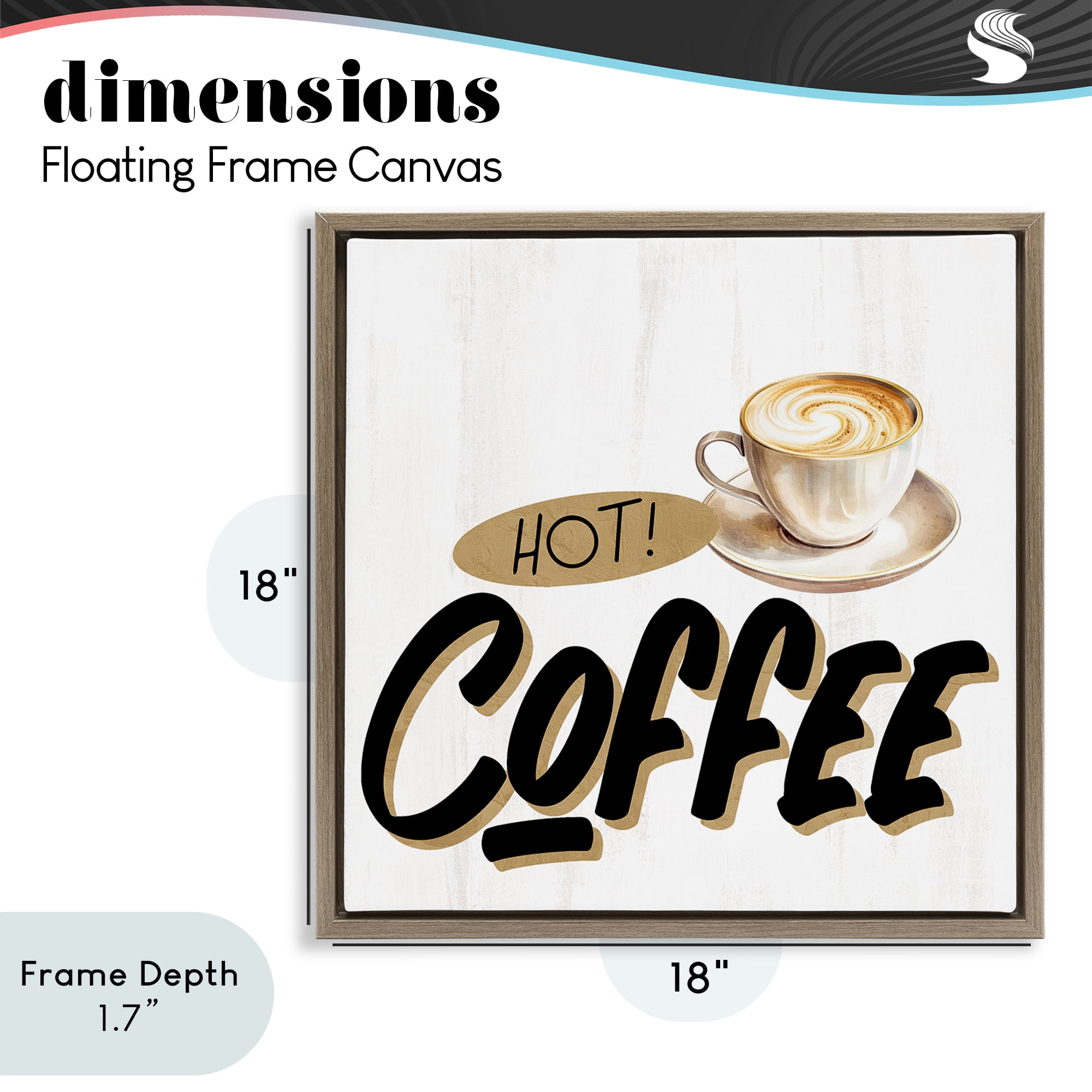 Stupell Industries Retro Fresh Hot Coffee Brown Framed Floater Canvas Wall Art, design by Kim Allen