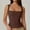 Brown, variant on Rezuofi 2 Pcs Women's Square Neck Sleeveless Double-Layer Tank Tops Basic Tight T Shirts