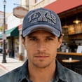 thumbnail image 2 of AJGRHE Distressed Baseball Cap With 3D Embroidery Detailing Unique Casual Style Navy One Size, 2 of 4