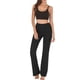 thumbnail image 2 of Txlixc Pantalones de yoga de color sólido para mujer, pantalones acampanados largos ajustados de cintura alta elástica para primavera otoño, ropa de mujer Txlixc  Estilo de ocio, 2 of 9