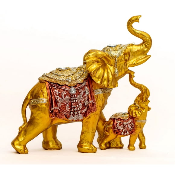 Dalax- Mama and Baby Elephant collectible Statue, Lucky Figurines Perfect for Home Decor Office Xmas Decorations- by crystal collection