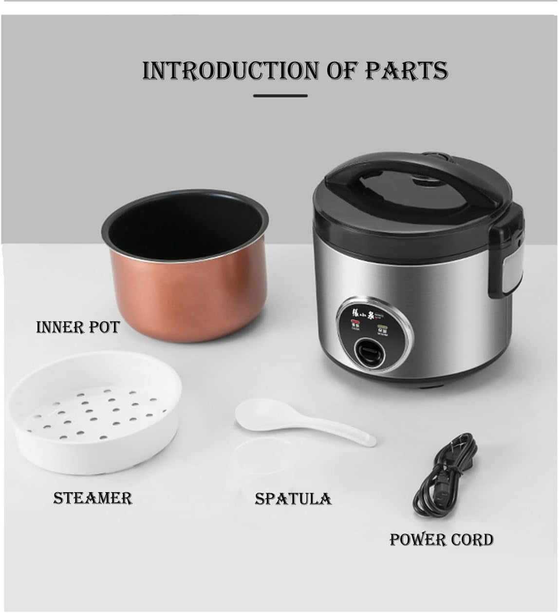 ZhangXiaoQuan 5.5Cup Rice Cooker, 3L, with Steamer and Non-stick inner pot, ZCFB-102, one touch simple use (5.5 Cup, 3L)