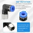 thumbnail image 5 of Uxcell 5pcs PLF6-N01 Pneumatic Female Elbow 6mm Tube OD x 1/8" NPT 90 Degree Push to Connect Air Tube Fittings Blue, 5 of 6