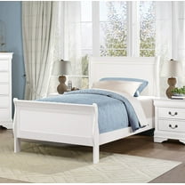 Traditional White Finish 1pc Twin Size Sleigh Bed Classic Louis Philippe Styling Bedroom Furniture