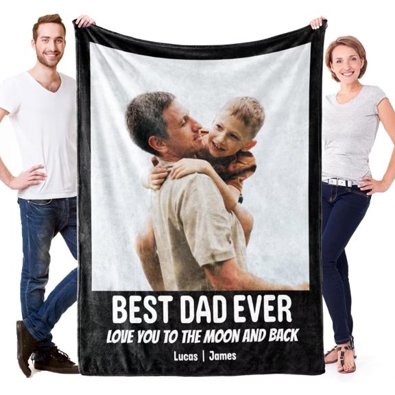 AISENIN Personalized Gifts Personalized Blanket Customized Blankets with Photos Text Custom Picture Blanket Gifts for Father's Day Birthday Gifts Gifts for Dad Family Kids Friends