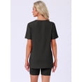 thumbnail image 4 of DARING DIVA Women's Pajama Set Split Jersey Knit Tops with Fitted Shorts S Black, 4 of 7