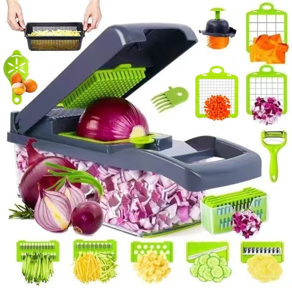 PHANCIR Vegetable Chopper, 17 in 1 Multi-Function Food Chopper, Professional Kitchen Gadget with Container
