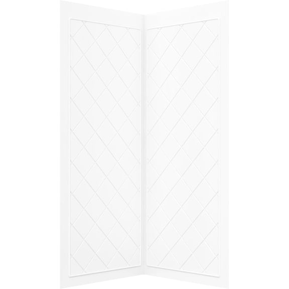 Streamline DSH-1560-166 36 in. L x 36 in. W. x. 76 in. H 2-Piece Glue-Up Corner Shower Surround in White Tile Finish