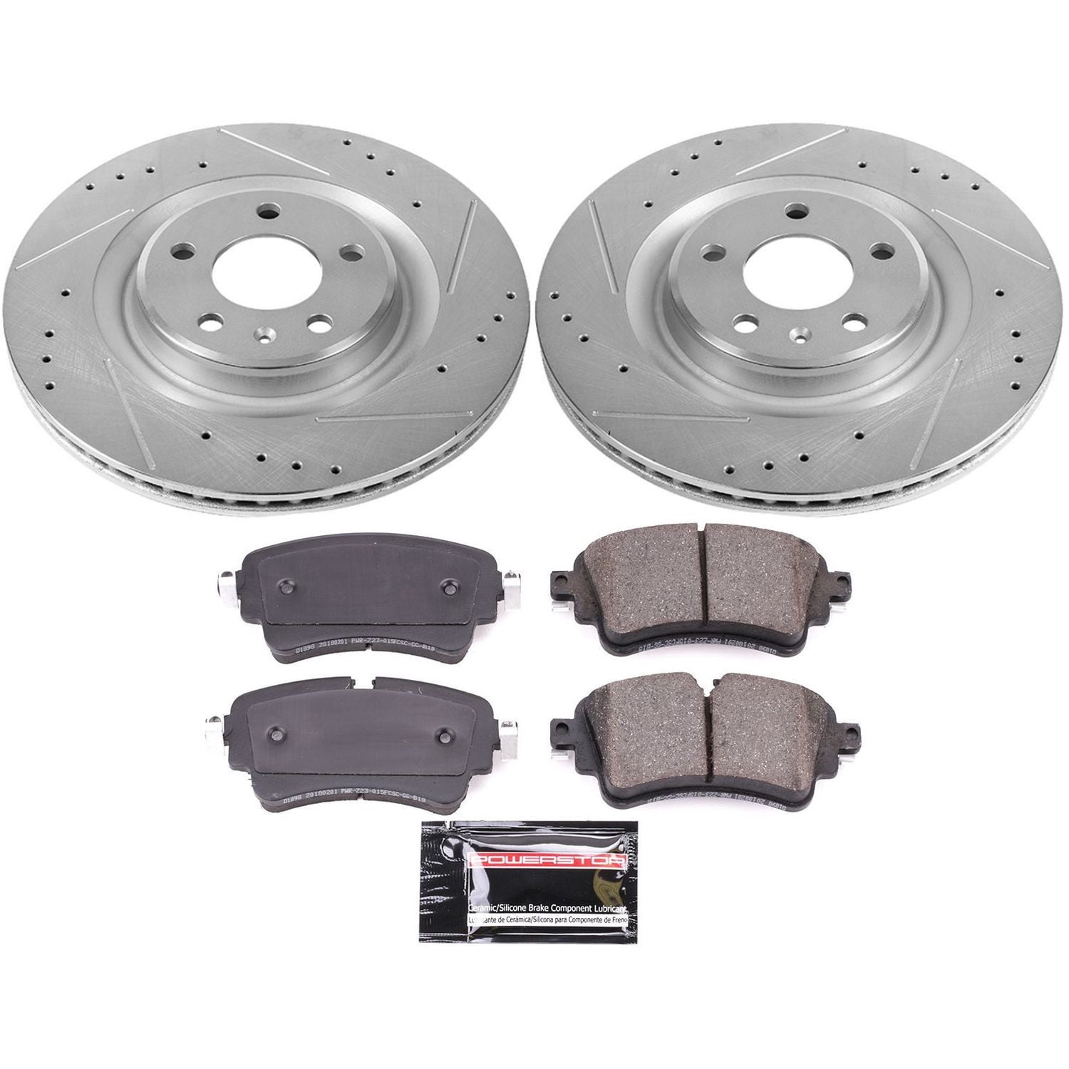 PowerStop Rear Z23 Evolution Sport Carbon-Fiber Ceramic Brake Pad and Drilled & Slotted Rotor Kit Fits: AUDI Select Models K8043