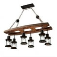 thumbnail image 3 of AFANQI Retro Farmhouse Chandelier, Industrial Wood Beam Pendant Light Metal Glass Lampshade Hanging Lighting Fixture for Kitchen Island Pool Table Bar, 3 of 15
