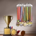 thumbnail image 2 of Wrestling Medal Hanger Display Sports Medal Holder Display Rack Wall Mount Hanger Decor 3 Lines Sport Award Rack with Screws and Gift Box for over 50 Medals Pink blue Gradient 15.75inch, 2 of 7