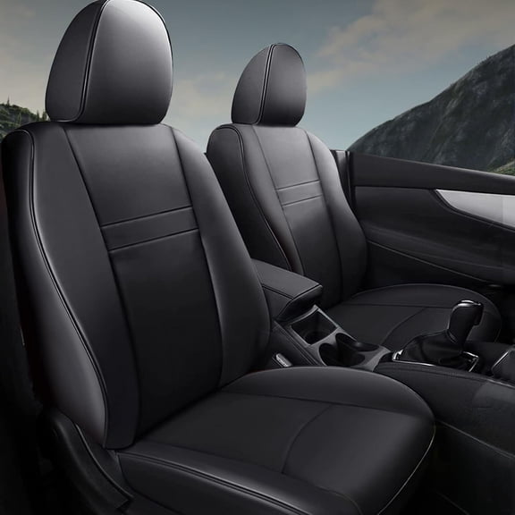 DIKSOAKR Custom Fit Seat Cover for Nissan Rogue Regular(Not for Hybrid &Sport) 2014-2020 Full Set Faux Leather Rogue Seat Cover Protector Black