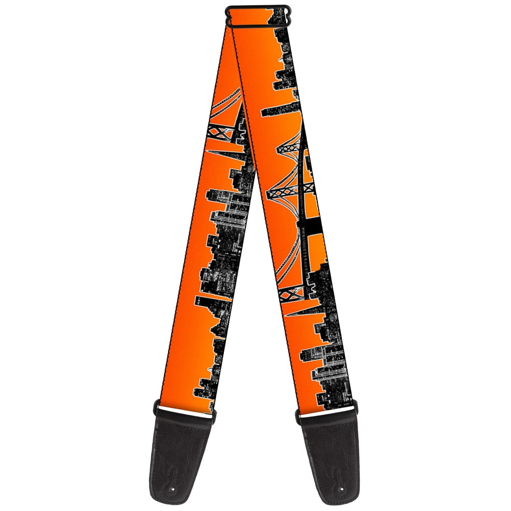 Buckle-Down Guitar Strap, San Francisco Vivid Skyline Orange Fade Black, 2 Inches Wide