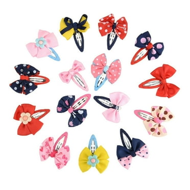 15pcs Bow Barrettes Hair Snaps Bowknot Hair Clips Headwear for Baby Kids Children Girls (Random Color)
