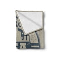 thumbnail image 2 of America Soft Flannel Fleece Throw Blanket, Passport Stamp Inspired Grungy of Detroit Michigan State with Stars, Cozy Plush for Indoor and Outdoor Use, 50" x 60", Blue Grey and Taupe, by Ambesonne, 2 of 6