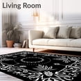 thumbnail image 2 of ODIKA 4'x6' Machine Washable Non-Slip Area Rug, Elegant Pinecone Wreath Yuletide Welcome Doorstep Decoration High Traffic Rug, Black, 733372, 2 of 7