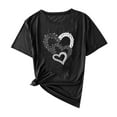 thumbnail image 3 of Women Tops Valentine's Day Summer Plus Size Crew Neck Short Sleeve Solid Color Womens Casual Shirts Going Out Tops Pullover Base Tops, 3 of 6