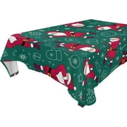 SKYSONIC 60"x108" Square Tablecloth with Cartoon Santa Claus Dancing Prints, Anti-Wrinkle and Smooth Table Cloth for Kitchen/Home Party Decoration