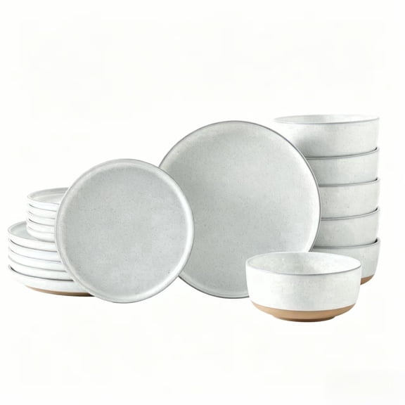 Tikooere 18 Pieces Bowls and Plates Sets, Stoneware Dishes Sets,Microwave and Dishwasher Safe and Scratch Resistant,White