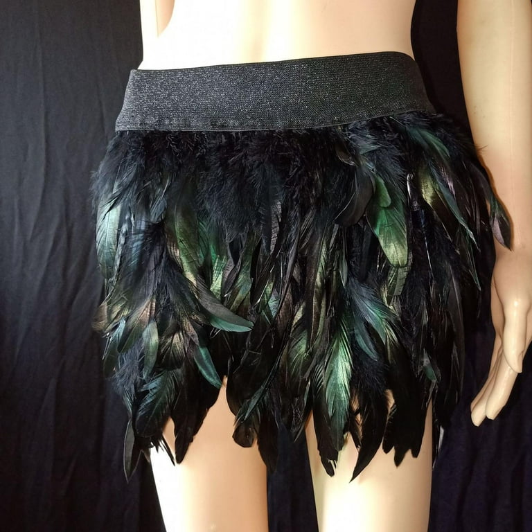 Sunisery Women Faux Feather Skirts Halloween Elastic Waist Mini