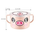 thumbnail image 4 of Amosfun Pink Stainless Steel Kids Bowl with Lid, Shatter-Resistant Round Design, Durable and Safe for Children, 1 Piece, 4 of 6