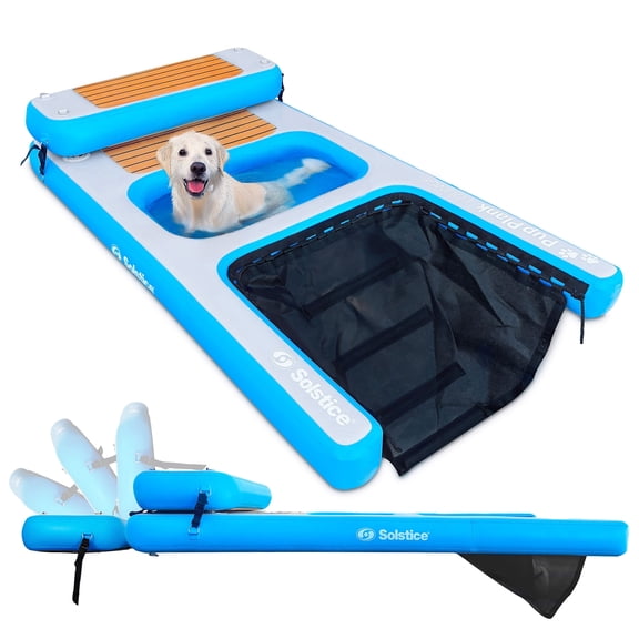 Solstice Inflatable Pup Plank Lounge Floating Dog Raft, for 250  lb Pets