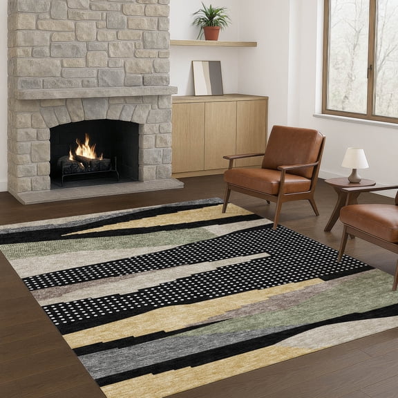 Addison Rugs Chantille Indoor/Outdoor Transitional Modern Black Machine Washable Rectangle Rug, 10' x 14'