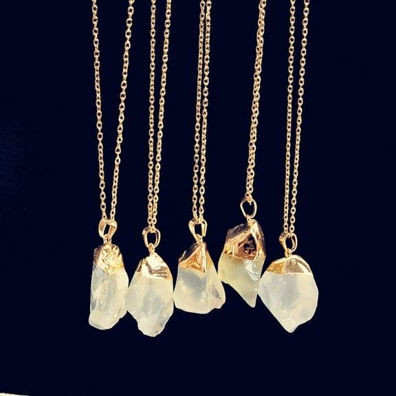 Necklaces & Pendants 1Pc Natural Stone Crystal Rock Necklace Gold Plated Quartz Pendant
